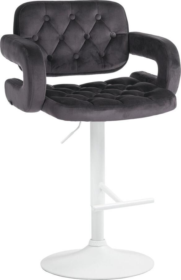 CLP Dublin Barkruk Met armleuning Met rugleuning Verstelbaar Fluweel Velvet Metaal mat wit donkergrijs