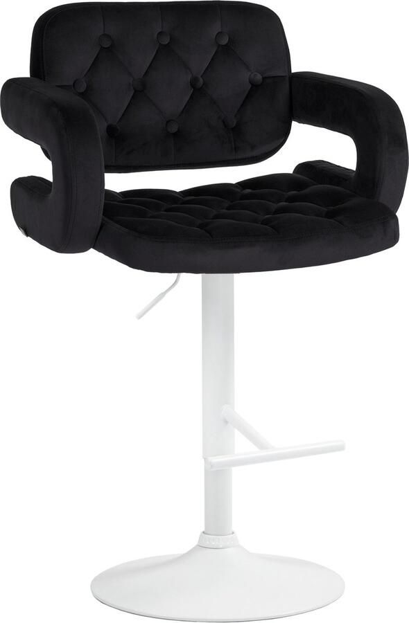 CLP Dublin Barkruk Met armleuning Met rugleuning Verstelbaar Fluweel Velvet Metaal mat wit zwart