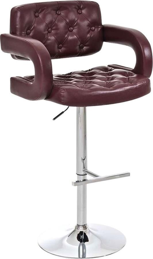 Clp Dublin Barkruk Met armleuning Met rugleuning Verstelbaar Kunstleer bordeauxrood chroom