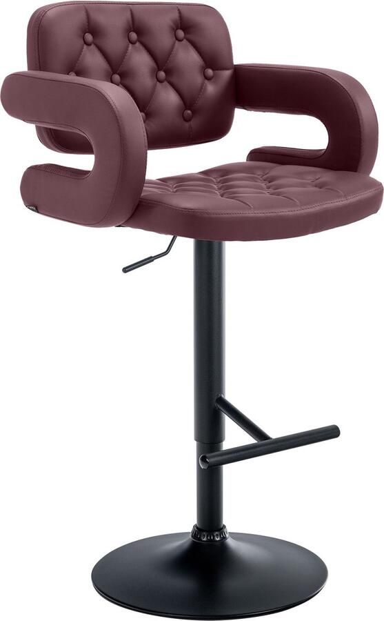 Clp Dublin Barkruk Met armleuning Met rugleuning Verstelbaar Kunstleer bordeauxrood zwart