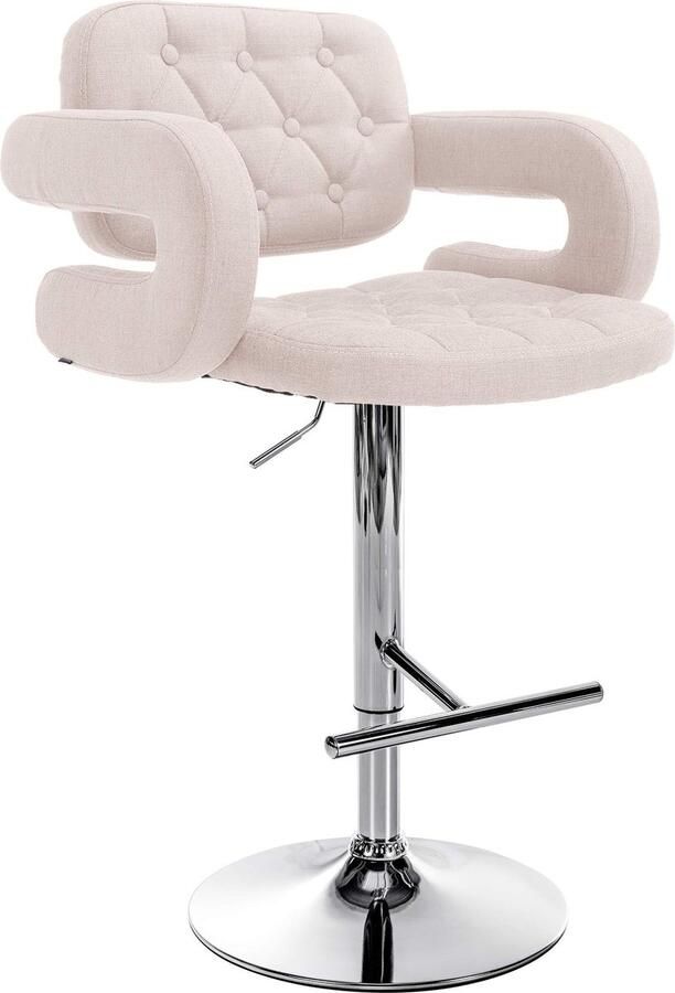 CLP Dublin Barkruk Met rugleuning Armleuning Voetsteun Stof beige chroom