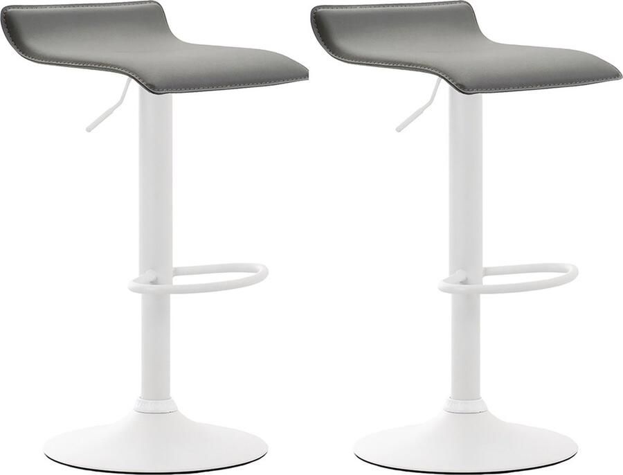 Clp Dyn V2 Set van 2 barkrukken Kunstleer Grijs Kleur onderstel : Wit