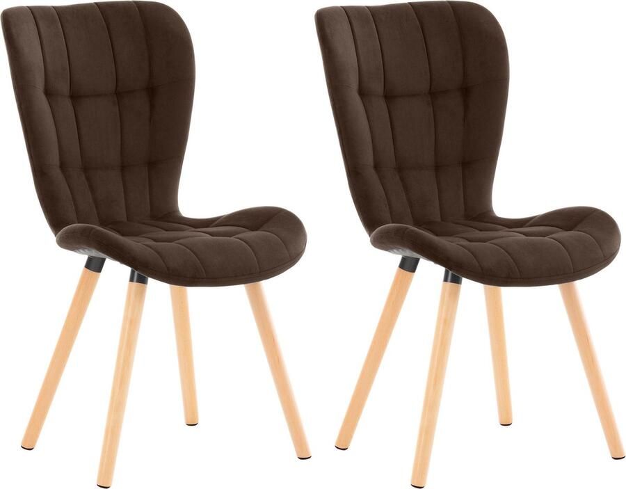 Clp Elda Set van 2 eetkamerstoelen Zonder armleuning Hout bruin Fluweel