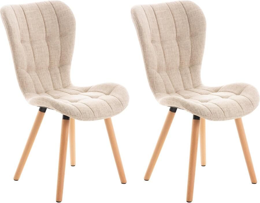 Clp Elda Set van 2 eetkamerstoelen Zonder armleuning Hout creme Stof