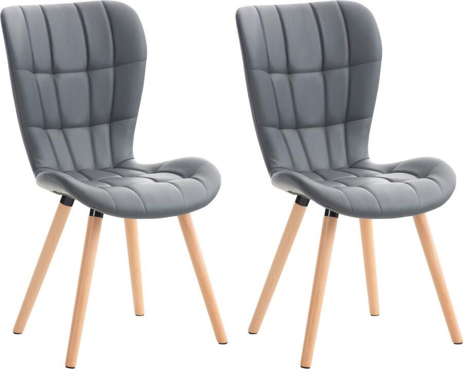 Clp Elda Set van 2 eetkamerstoelen Zonder armleuning Hout grijs Kunstleer