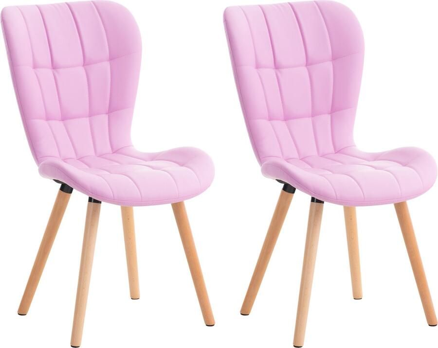 Clp Elda Set van 2 eetkamerstoelen Zonder armleuning Hout roze Kunstleer