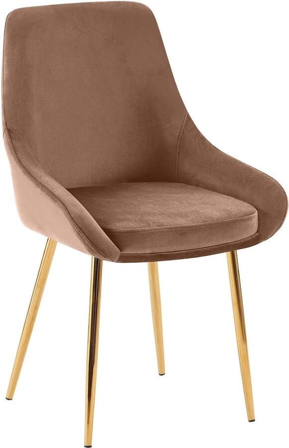 CLP Elmira Eetkamerstoel Klassiek Met rugleuning Met armleuning Met rugleuning Velvet goud bruin