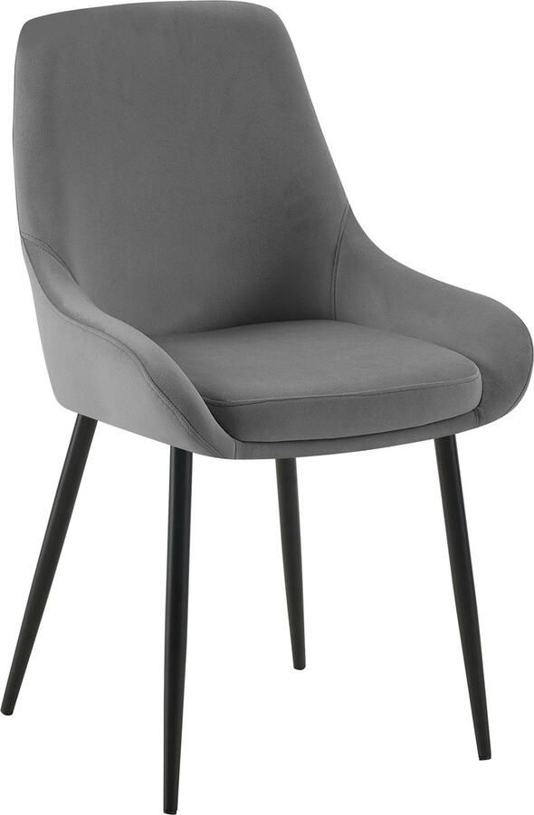 Clp Elmira Eetkamerstoel Klassiek Met rugleuning Met armleuning Met rugleuning Velvet Fluweel Metaal mat zwart donkergrijs