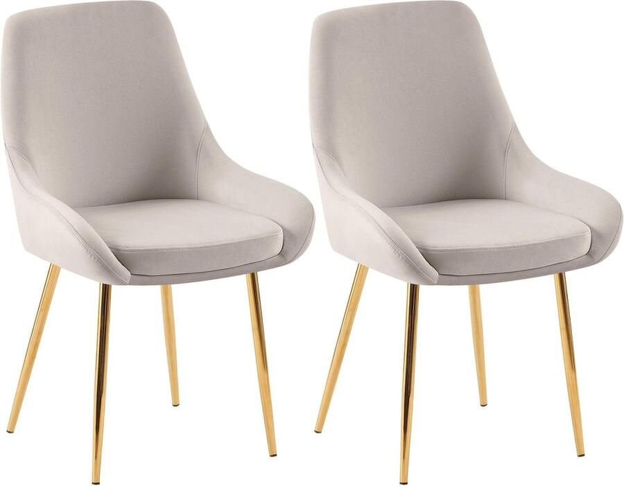CLP Elmira Set van 2 eetkamerstoelen Klassiek Met rugleuning Met armleuning Met rugleuning Velvet goud grijs