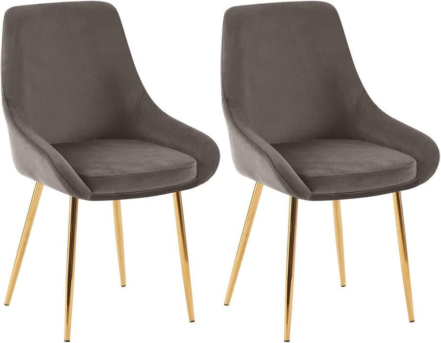 CLP Elmira Set van 2 eetkamerstoelen Klassiek Met rugleuning Met armleuning Met rugleuning Velvet goud antraciet