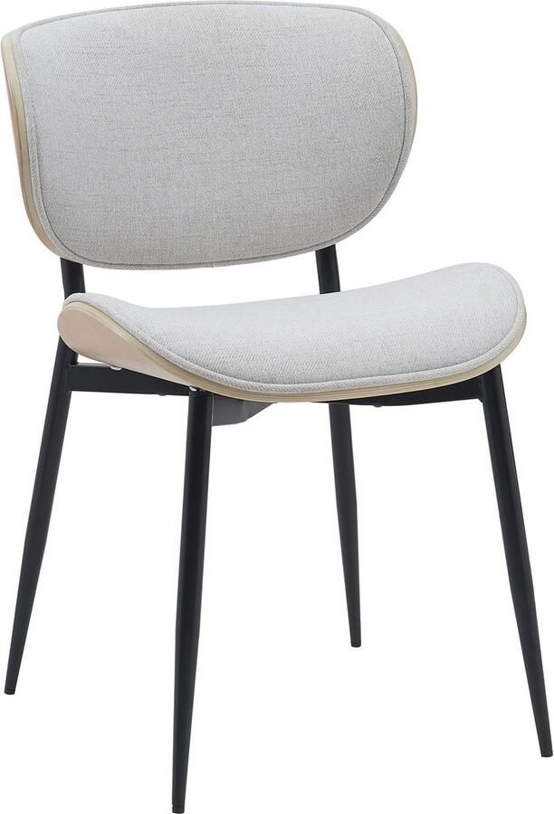 CLP Enid Eetkamerstoel bezoekersstoel met rugleuning en bekleding metalen frame Stof natura creme