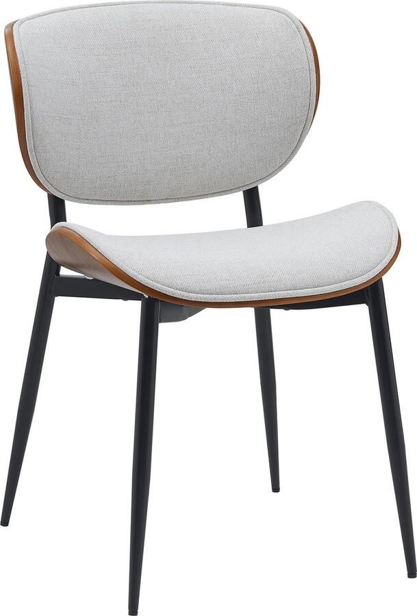 CLP Enid Eetkamerstoel bezoekersstoel met rugleuning en bekleding metalen frame Stof walnoot creme