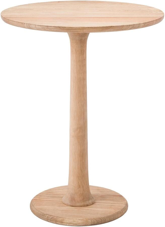 CLP Farragut Bijzettafel rond hout 50 cm diameter voor woonkamer en eetkamer mindihout met tafelblad natura