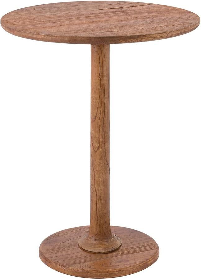 CLP Farragut Bijzettafel rond hout 50 cm diameter voor woonkamer en eetkamer mindihout met tafelblad bruin