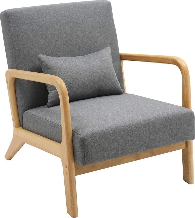 CLP Fauteuil Hibbing Met armleuning volwassen Relax Design Landelijk Stof licht grijs