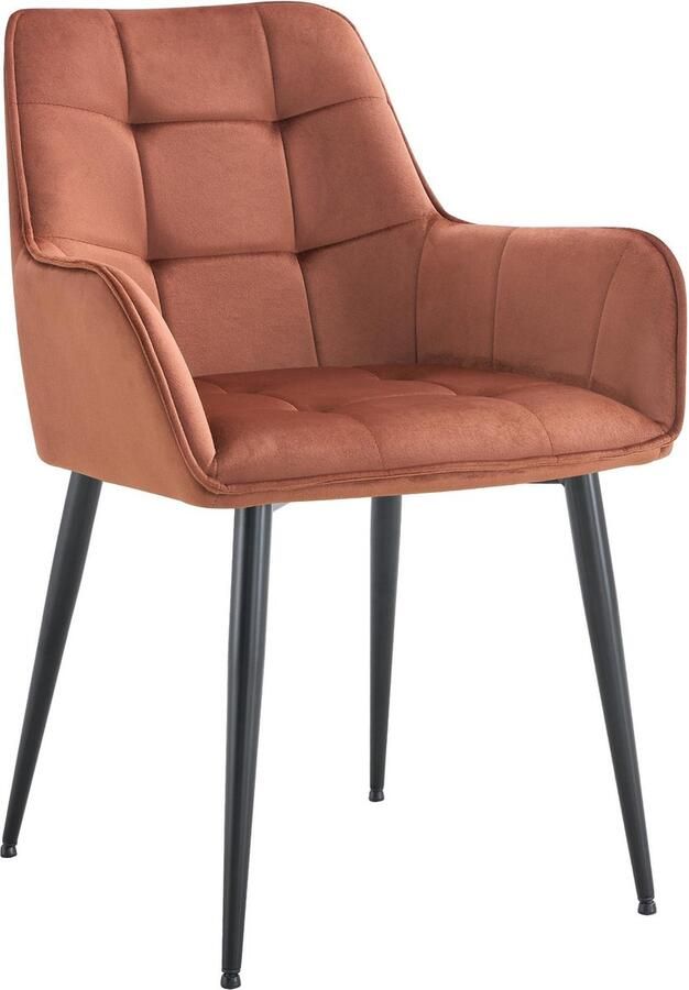 CLP Ferndale eetkamerstoel fauteuil met beklede fluwelen hoes bruin