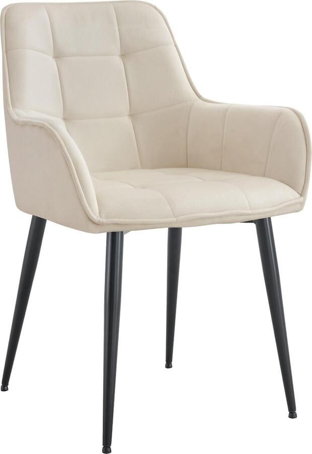 CLP Ferndale eetkamerstoel fauteuil met beklede fluwelen hoes creme