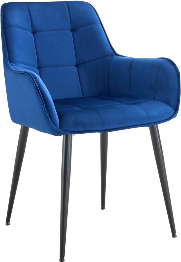 Clp Ferndale eetkamerstoel fauteuil met beklede fluwelen hoes donkerblauw