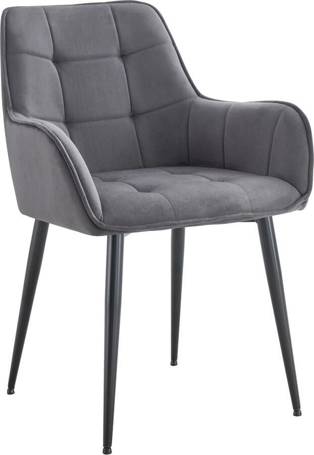 CLP Ferndale eetkamerstoel fauteuil met beklede fluwelen hoes donkergrijs