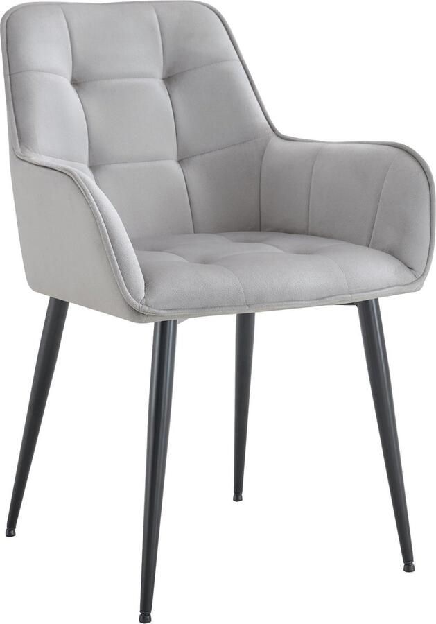 CLP Ferndale eetkamerstoel fauteuil met beklede fluwelen hoes licht grijs
