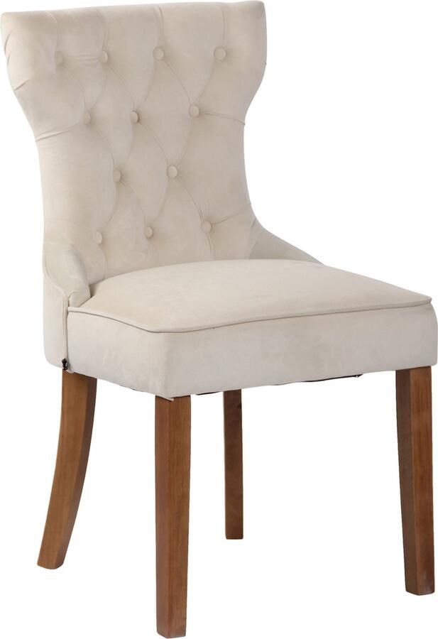 CLP Franca Set van 4 eetkamerstoelen Fluweel creme antiek licht