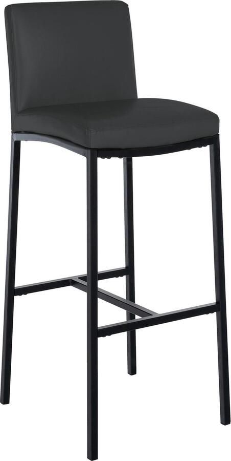 CLP Freeport Barkruk met rugleuning zwart met vier poten en voetsteun donkergrijs Kunstleer