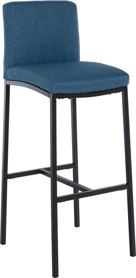 CLP Freeport Barkruk met rugleuning zwart met vier poten en voetsteun zwart blauw