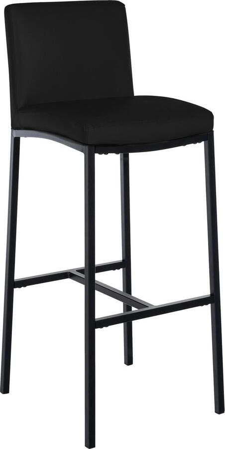 CLP Freeport Barkruk met rugleuning zwart met vier poten en voetsteun zwart Kunstleer