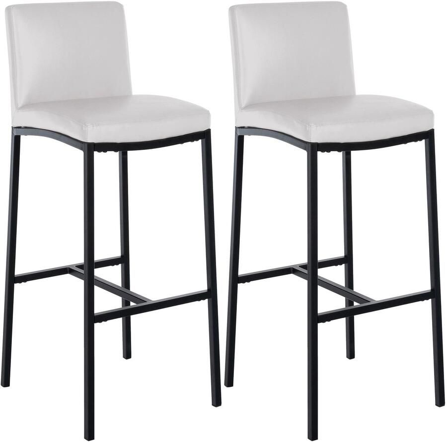 CLP Freeport Set van 2 barkrukken met rugleuning zwart met vier poten en voetsteun zwart wit