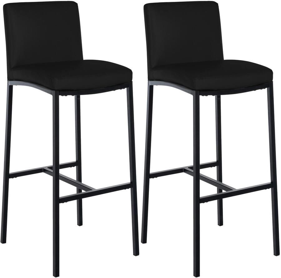 CLP Freeport Set van 2 barkrukken met rugleuning zwart met vier poten en voetsteun zwart zwart