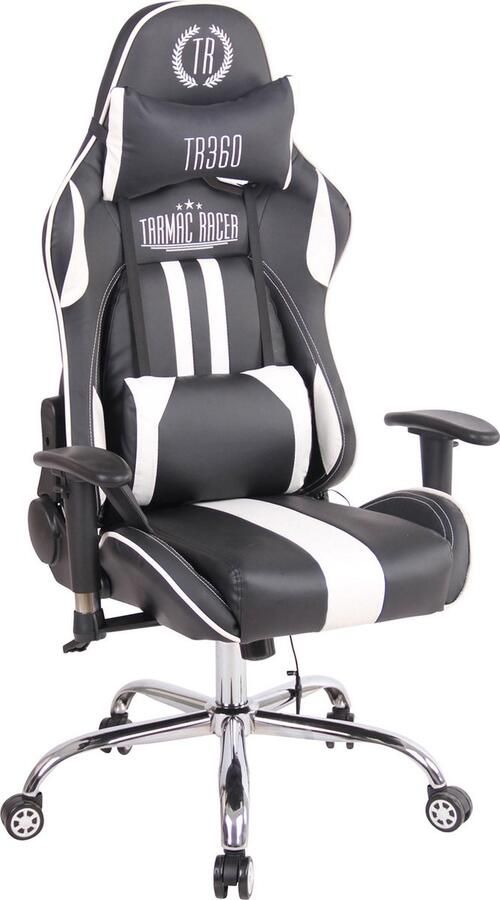 CLP Game stoel Bureaustoel Sportief Massage Kunstleer Wit zwart 45x54x138 cm