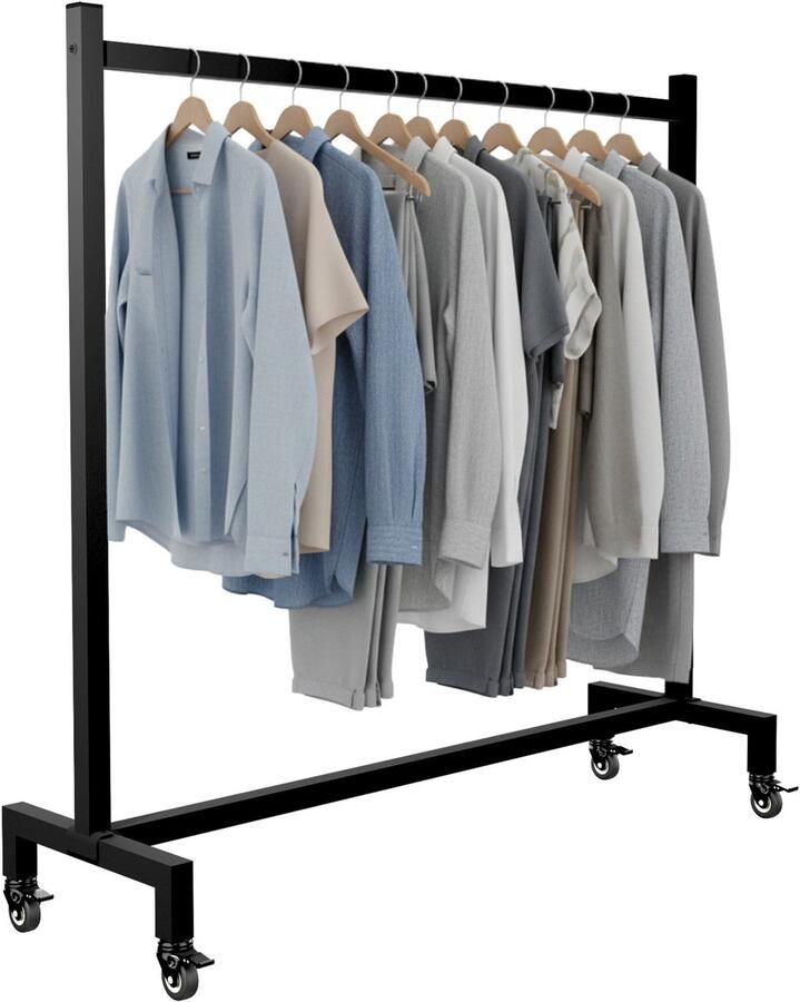 CLP Gisborne Kledingrek Dressboy Kledingstang op wielen metaal 120x38x120 zwart