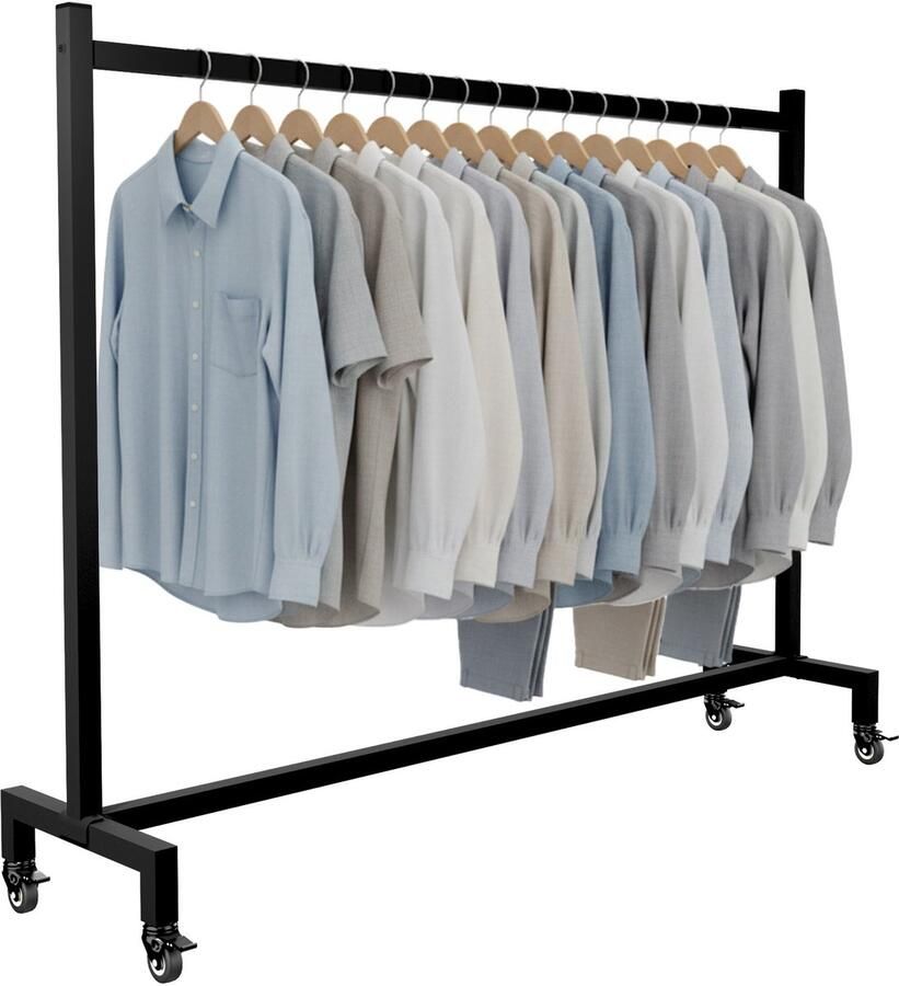 CLP Gisborne Kledingrek Dressboy Kledingstang op wielen metaal 150x38x120 zwart