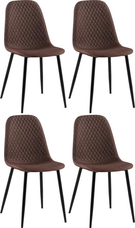 CLP Giverny Set van 4 eetkamerstoelen zonder armleuning bruin Stof