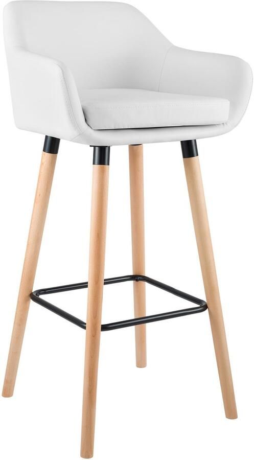 CLP Grant Barkruk Met rugleuning Kunstleer wit natura