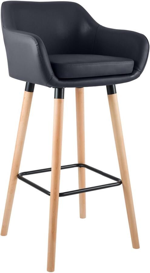 CLP Grant Barkruk Met rugleuning Kunstleer zwart natura