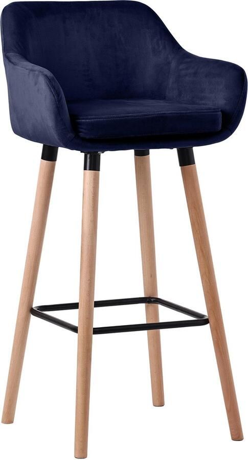 CLP Grant Barkruk Met rugleuning Velvet Fluweel donkerblauw