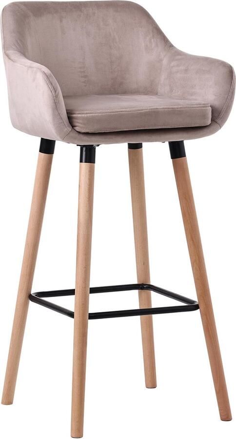 CLP Grant Barkruk Met rugleuning Velvet Fluweel licht grijs