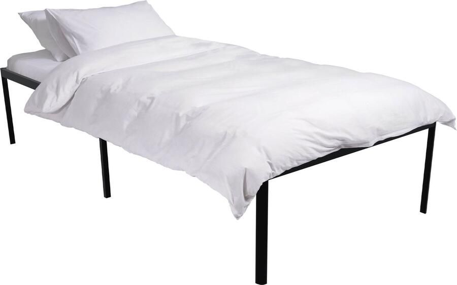 CLP Hamlin Bed met opbergruimte met lattenbodem Robuust bedframe Bedombouw Ledikant Met stoer zwart frame zwart 200x90x41 cm