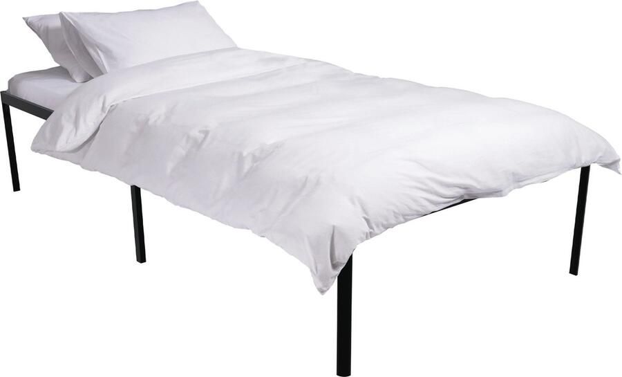 CLP Hamlin Bed met opbergruimte met lattenbodem Robuust bedframe Bedombouw Ledikant Met stoer zwart frame zwart 200x100x41 cm