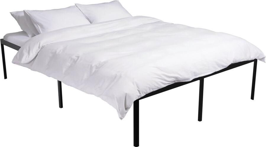 CLP Hamlin Bed met opbergruimte met lattenbodem Robuust bedframe Bedombouw Ledikant Met stoer zwart frame zwart 200x140x41 cm