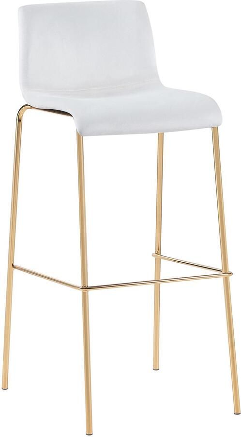 CLP Hoover Barkruk met rugleuning en voetensteun met metalen frame in goudkleurige look velvet fluweel creme goud