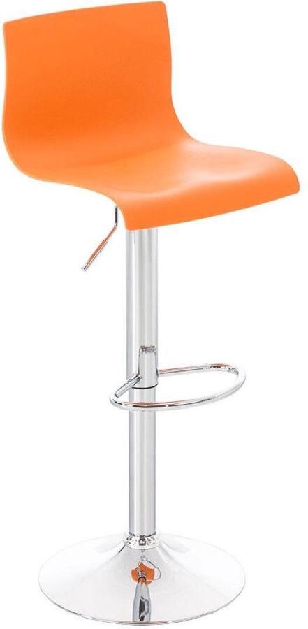 CLP Hover Barkruk Met rugleuning Voetsteun Kunststof Metaal in chroomoptiek oranje
