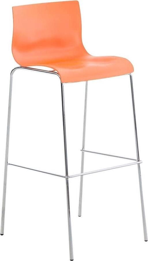 CLP Hover Barkruk Met rugleuning Voetsteun Kunststof oranje chroom