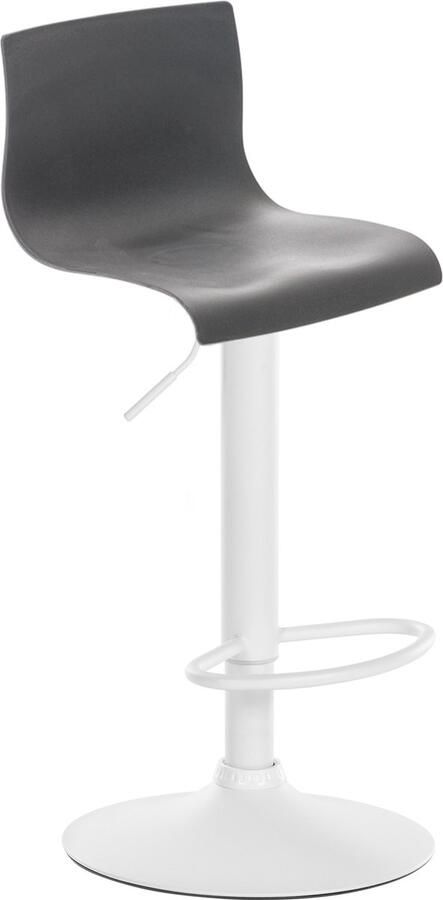 Clp Hover Barkruk Met rugleuning Voetsteun Kunststof Metaal mat wit grijs