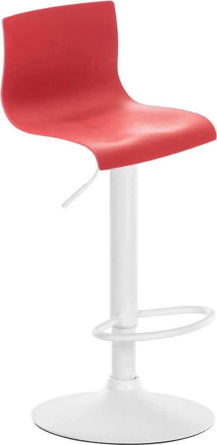 Clp Hoover Barkruk Met rugleuning Voetsteun Kunststof Metaal mat wit rood