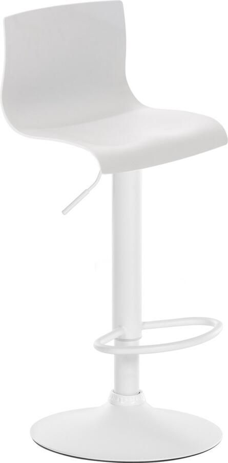 Clp Hoover Barkruk Met rugleuning Voetsteun Kunststof Metaal mat wit