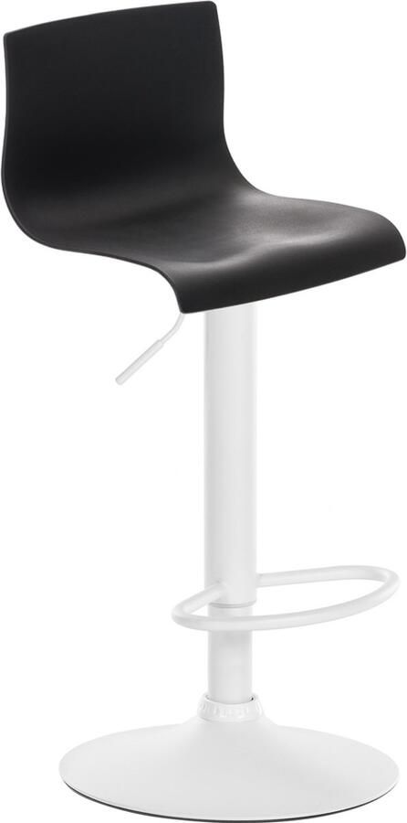 Clp Hoover Barkruk Met rugleuning Voetsteun Kunststof Metaal mat wit zwart