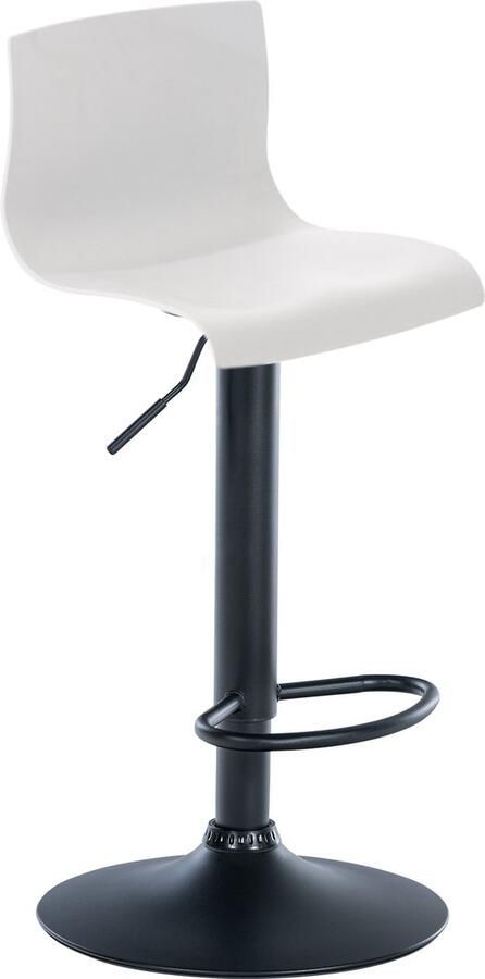 Clp Hoover Barkruk Met rugleuning Voetsteun Kunststof Metaal mat zwart wit