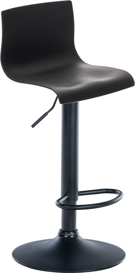 Clp Hoover Barkruk Met rugleuning Voetsteun Kunststof Metaal mat zwart